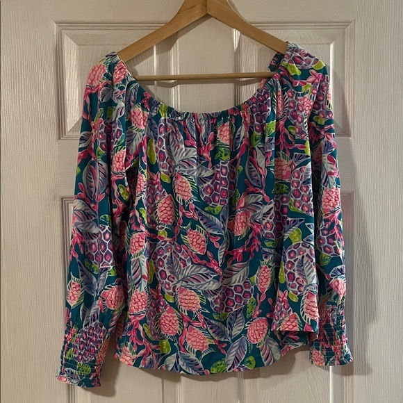 Lilly Pulitzer Tops - Lilly Pulitzer Vibrant Floral Off-Shoulder Blouse